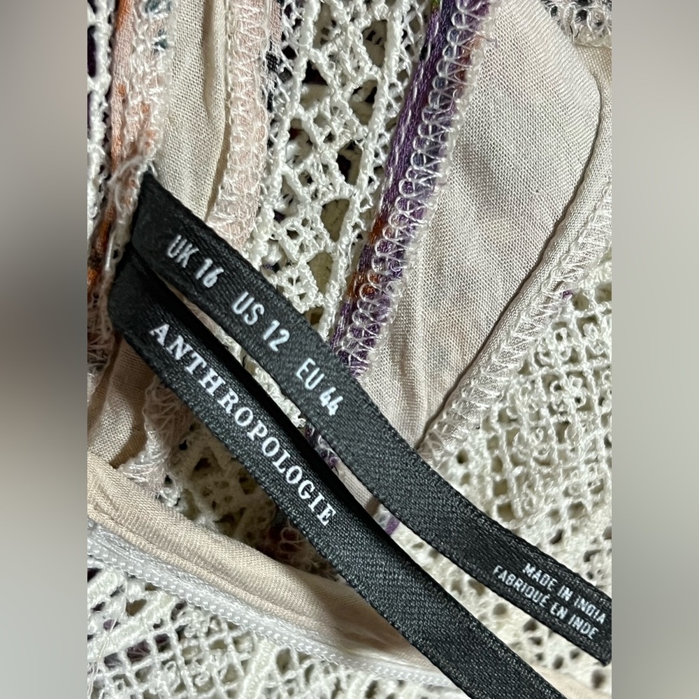 Anthropologie Sleeveless V Neck Patchwork Boho Maxi dress in pink combo, size 12 - Picture 8 of 11